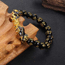 Load image into Gallery viewer, CASSIECA 8Pcs Feng Shui Good Luck Bracelets for Men Women Feng Shui Black Obsidian Wealth Bracelet Adjustable Elastic Attract Wealth Money Pi Xiu Bracelet with Gift Bag
