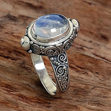 Load image into Gallery viewer, NOVICA Oval Rainbow Moonstone .925 Sterling Silver Cocktail Ring, Magic Portal'
