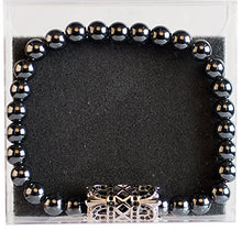 Load image into Gallery viewer, vexed soul Hematite Bead Bracelet with 316L Stainless Steel Fleur De Lyes Cross Barrel
