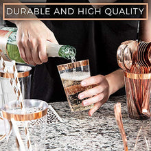 Load image into Gallery viewer, SIRSIMON 250 Piece Disposable Rose Gold Plastic Dinnerware Set - 50 Rose Gold Plastic Plates - 25 Rose Gold Plastic Silverware - 25 RoseGold Cups and Straws - 50 Fancy Napkins, Wedding or Party of 25
