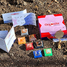 Load image into Gallery viewer, 7 mini pyramids for self-care, harmony, meditation, yoga, spirituality, crystal decor, balance workspace made of Orange calcite, Shungite, Lapis, Quartz Crystal, Chrysoprase, Bronzite, Rhodonite
