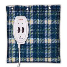 Load image into Gallery viewer, Sunbeam Heating and Massage Pad for Pain Relief | Small Flexi-Soft, 2 Heat &amp; 2 Massage Settings with Auto-Off | Blue Plaid, 12-Inch x 12-Inch
