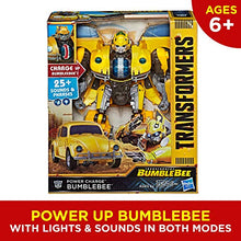 Load image into Gallery viewer, Transformers: Bumblebee Movie Toys, Power Charge Bumblebee Action Figure - Spinning Core, Lights and Sounds - Toys for Kids 6 and Up, 10.5-inch
