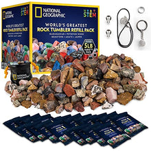 Load image into Gallery viewer, NATIONAL GEOGRAPHIC Rock Tumbler Refill – 5 Pound Mix of Rocks and Gemstones for Rock Tumblers, Includes Agate, Jasper, Petrified Wood, Gemstone, and More, 5 Jewelry Settings and Polishing Grit

