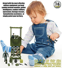 Load image into Gallery viewer, Click N' Play Military Lookout Watch Tower 16 Piece Play Set with Accessories. , Green
