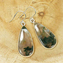 Load image into Gallery viewer, Mysterious Moss Agate &amp; Sterling Silver Dangle Earrings
