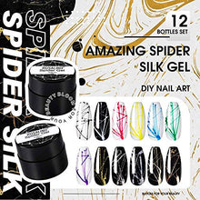 Load image into Gallery viewer, ROSALIND Spider Gel Nail Art Design Pulling Line Silk 12 Colors Set DIY Line Painting Design Lacquer Silver Gold Nail Decorations 5ml
