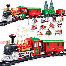 Load image into Gallery viewer, iBaseToy Christmas Train Set with Controllable Sound &amp; Light, Battery Powered Train for Christmas Tree, kids Train Toy Set with 52"Railway Track &amp; 4 Cars, Gift for 3 4 5 6 Year Old Boys Girls Toddlers

