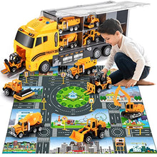 Load image into Gallery viewer, TEMI Toddler Toys for 3 4 5 6 Years Old Boys, Die-cast Construction Toys Car Carrier Vehicle Toy Set w/ Play Mat, Kids Toys Truck Alloy Metal Car Toys Set for Age 3-9 Toddlers Kids Boys &amp; Girls
