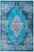 Load image into Gallery viewer, Mylife Rugs Traditional Vintage Non Slip Machine Washable Distressed Printed Area Rug, Turquoise Red 3'x5'
