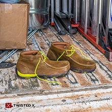 Load image into Gallery viewer, Twisted X Men's Steel Toe Chukka Driving Moc - Handcrafted Leather Safety Toe Shoes with Slip Resistant Outsole - Comfortable, Durable, and Stylish Lace-Up Boots, Distressed Saddle &amp; Yellow, 8.5 M
