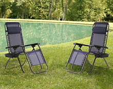 Load image into Gallery viewer, Zero Gravity Chairs Set of 2 with Pillow and Patio Outdoor Adjustable Dining Reclining Folding Chairs for Deck Patio Beach Yard

