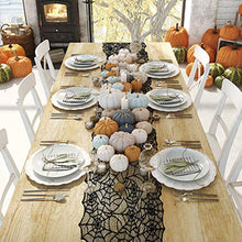 Load image into Gallery viewer, Shan-S Halloween Decorations Set of 4,Halloween Lace Spider Web Table Runner,Round Table Cover,Fireplace Mantle Scarf and Lamp Shades for Festival Ornament Party DIY Haunted House Decoration
