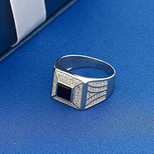 Load image into Gallery viewer, Gem Stone King Men's 925 Sterling Silver White and Black Ring (1.37 Carat) (Size 10)
