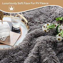 Load image into Gallery viewer, BUZIO Shaggy Faux Fur Weighted Blanket 20lbs, Super Soft Plush Fleece and Cozy Sherpa Reverse, Long Fur Fluffy Bed Throw Blankets 60"x80" Grey
