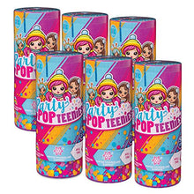 Load image into Gallery viewer, Party Popteenies – Party Pack – 6 Surprise Popper Bundle with Confetti, Collectible Mini Dolls and Accessories, for Ages 4 and Up (Styles Vary)
