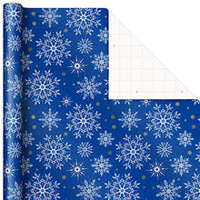 Load image into Gallery viewer, Hallmark Holiday Wrapping Paper with Cut Lines on Reverse (3 Rolls: 120 sq. ft. ttl) Starry Snowflakes, Winter Galaxy, Navy Blue, Gold for Christmas, Hanukkah, Birthdays, Graduations, Weddings
