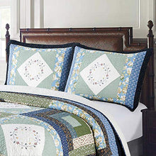 Load image into Gallery viewer, KASENTEX 100% Cotton Sham Floral Patchwork Design, Soft &amp; Machine Washable, Two Standard Shams 20x26, Coastal Blue
