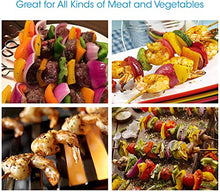 Load image into Gallery viewer, UNICOOK Heavy Duty Stainless Steel Barbecue Skewer Shish Kabob Set, 6pcs 13"L Skewer and Foldable Grill Rack Set, Durable and Reusable, Bonus of 50pcs 12.5"L Bamboo Skewers for Party and Cookout
