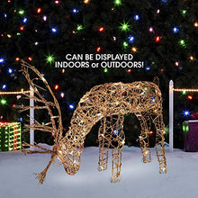Load image into Gallery viewer, Alpine Corporation Outdoor/Indoor Rattan Grazing Reindeer with Lights - Christmas and Holiday Decoration for Yard - 24-Inches
