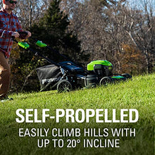 Load image into Gallery viewer, Greenworks 40V Brushless Self-Propelled Lawn Mower, 21-Inch Electric Lawn Mower, 5.0Ah Battery and Charger Included
