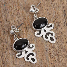 Load image into Gallery viewer, NOVICA Obsidian .925 Sterling Silver Dangle Earrings, Sophisticated Mystique'
