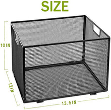 Load image into Gallery viewer, Mesh Hanging File Folder Box Organizer, Meshist Office Metal File Foldable Storage Crate,Letter Size, Black.
