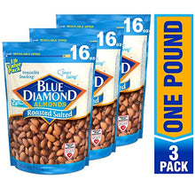 Load image into Gallery viewer, Blue Diamond Almonds, Roasted Salted, 16 Ounce (Pack of 3)
