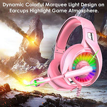 Load image into Gallery viewer, Nivava Gaming Headset for PS4, Xbox One, PC Headphones with Microphone LED Light Mic for Nintendo Switch Playstation Computer, K7 (Pink)
