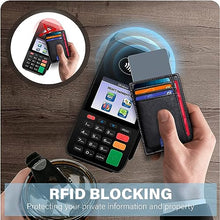 Load image into Gallery viewer, Minimalist Slim Wallet for Men, Front Pocket Real Leather Mens Wallets, RFID Blocking Business Credit Card Holder with ID Window (Slim Black)
