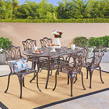 Load image into Gallery viewer, Christopher Knight Home Haitian Cast Aluminum Outdoor Dining Set, 7-Pcs Set, Copper
