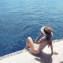 Load image into Gallery viewer, 2-Pack Beach Hats for Women Summer Straw Sun Hats Women's Wide Brim Fedora Hat UV Protection Fashion Travel Accessories
