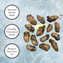 Load image into Gallery viewer, Roland Foods Premium Smoked Petite Oysters in Oil, Wild Caught, 3 Oz Tin (pack of 10)
