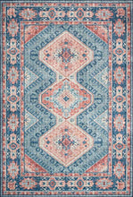 Load image into Gallery viewer, Loloi ll Skye Collection Printed Distressed Vintage Area Rug, 7'-6" x 9'-6", Turquoise/Terracotta
