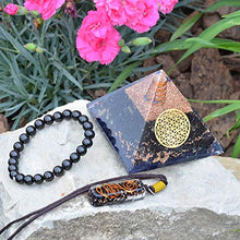 Load image into Gallery viewer, Orgone Pyramid Pendant | Emf Protection Positive Energy Generator | 3 in 1 Black Tourmaline Chakra Bracelet Orgonite Pyramid Pendant for Chakra Balance Deep Meditation Inner Mind Healing Empowerment
