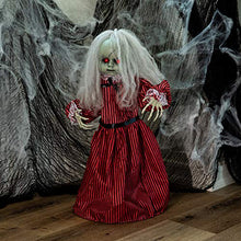 Load image into Gallery viewer, Best Choice Products Haunted Holly Animated Roaming Doll Halloween Decoration Prop Display w/Poseable Arms, Light-Up Eyes, Sounds, Phrases, Activated by Motion, Sound, or Vibration

