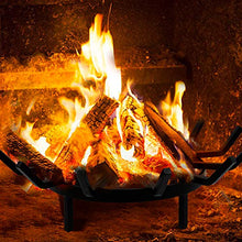 Load image into Gallery viewer, Amagabeli 24in Fire Grate Log Grate Wrought Iron Fire Pit Round Spider Wagon Wheel Firewood Grates Heavy Duty 0.7in Bar Fireplace Stove Burning Rack Holder 4Legs Black Chimney Hearth Kindling Stacking
