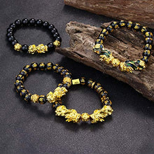 Load image into Gallery viewer, YADOCA 4 Pcs Feng Shui Bracelets Necklace Set for Men Women Black Obsidian Wealth Bracelets Good Lucky Pi Xiu Bracelets 10mm Bead Adjustable Elastic

