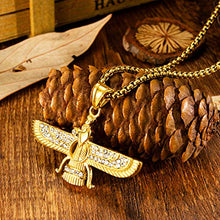 Load image into Gallery viewer, Nsitbbuery Hip Hop Farvahar Stainless Steel Zoroastrian Tag Pendant Stainless Steel Chain Necklace
