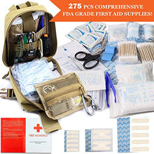 Load image into Gallery viewer, Monoki First Aid Survival Kit, 302Pcs Tactical Molle EMT IFAK Pouch Outdoor Gear EDC Emergency Survival Kits First Aid Kit Trauma Bag for Hiking Camping Hunting Car Travel or Adventures-Mud Yellow
