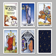 Load image into Gallery viewer, Universal Waite Tarot Deck with Transparent Case and English Instructions Book and EBook (Optional) Manual Booklet 78 Portable Tarot Cards Gift Box with Black Velvet Bag (S) (普及版韦特塔罗牌英文版+牌袋+桌布)
