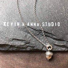 Load image into Gallery viewer, Sterling Silver 3D Petite Acorn Charm Necklace, 16"
