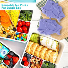 Load image into Gallery viewer, Lehoo Castle Bento Lunch Box for Kids with 4 Compartments,1300ml Lunch Containers with Ice Packs Sauce Jar, Spoon&amp;Fork, Durable, Leak Proof, BPA-Free and Food-Safe Materials(Blue)
