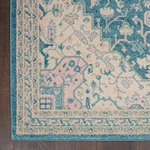 Load image into Gallery viewer, Nourison TRA07 Tranquil Persian Vintage Ivory/Turquoise Area Rug 6' X 9'
