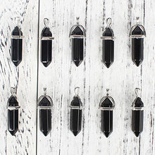 Load image into Gallery viewer, Wholesale 10 PCS Genuine Black Obsidian Hexagonal Stone Pendants Healing Point Reiki Charms Bulk for Jewelry Making
