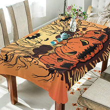 Load image into Gallery viewer, ALAZA Happy Halloween Spooky Pumpkin Tablecolth Table Cover for Party Dining Room Kitchen Decor,60 X 108,Stain and Wrinkle Resistant Washable Rectangle Table Cloth
