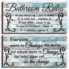 Load image into Gallery viewer, 2 Pieces Funny Bathroom Signs Ocean Theme Beach Bathroom Decors Bathroom Rules Sign Plaque Wooden Funny Bathroom Decor Sign Guest Hanging Wall Art Decorative Signs Rustic Wall Art (Chic Style)
