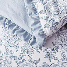 Load image into Gallery viewer, KASENTEX All Season Quilted Comforter Set Chic Modern Printed Pattern Down Alternative Fill 3-Piece with Stylish Boarder Trim Design(Floral Blue, King + 2 King Shams)
