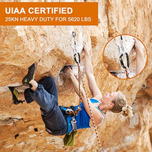 Load image into Gallery viewer, Favofit UIAA Certified Climbing Carabiners (Certificate No.: USA 20-5611), 3 Pack, 25KN (5620 lbs) Heavy Duty Large Locking Carabiner Clips for Rock/Ice Climbing Rappelling Rescue Swing etc, Black
