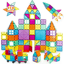 Load image into Gallery viewer, Neoformers Magnetic Building Tiles, 110 Pcs 3D Magnetic Building Blocks Set for Kids, STEM Educational Preschool Magnet Toys for Toddlers Boys Girls 3 4 5 6 7 8 Year Old with 2 Cars
